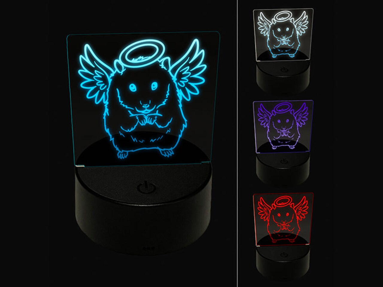 Angel Hamster Loss of Pet 3D Illusion LED Night Light Sign Nightstand Desk Lamp